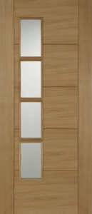 Internal Pre-Finished Oak Iseo Quarter Cut Veneer Offset 4 Light Door